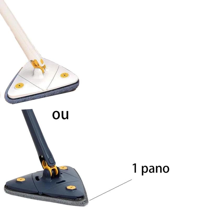 Esfregao Branco  com 4 pano Triangulo Mop De Limpeza AjustavelGiratoria 360°
