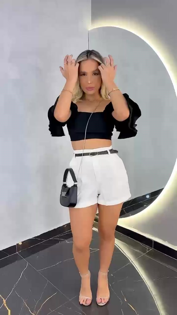 short feminino alfaiataria com cinto social cintura alta com bolso tendência lançamento 2025