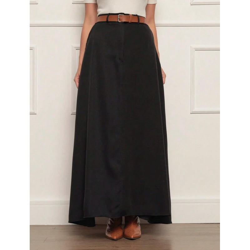 Saia Longa Feminina Alfaiataria Moda Evangélica Casual Básica Inverno Cintura Alta Elegante Tendência