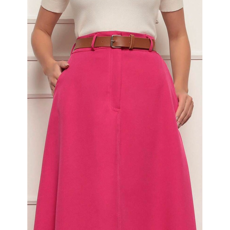 Saia Longa Feminina Alfaiataria Moda Evangélica Casual Básica Inverno Cintura Alta Elegante Tendência