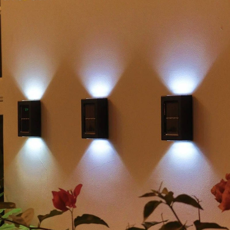 Kit 8 Luminária De Parede Led Arandela Solar com 2 Focos Externa À Prova D'Água