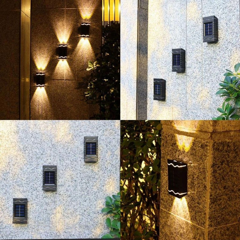 Kit 8 Luminária De Parede Led Arandela Solar com 2 Focos Externa À Prova D'Água