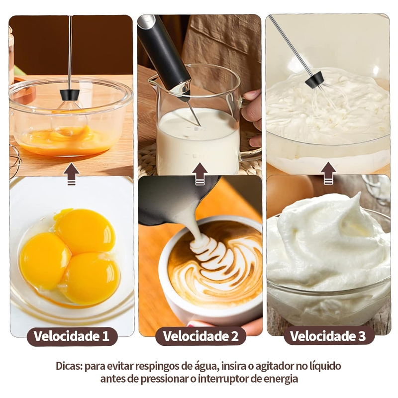 2 em 1 Mini Mixer de Bebidas Portátil Batedor Misturador Recarregável para Bebidas Leite Café Clara