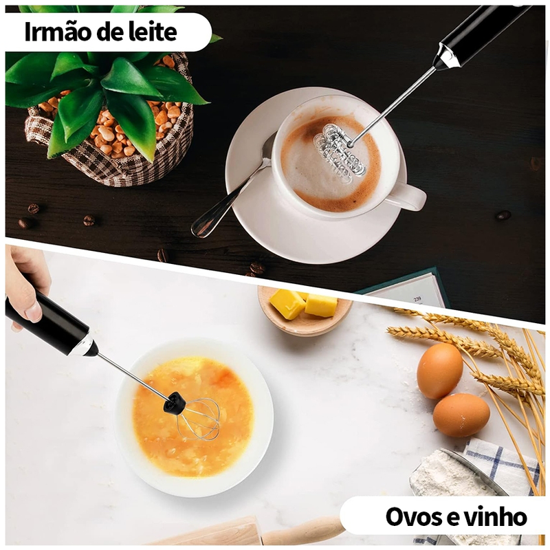2 em 1 Mini Mixer de Bebidas Portátil Batedor Misturador Recarregável para Bebidas Leite Café Clara