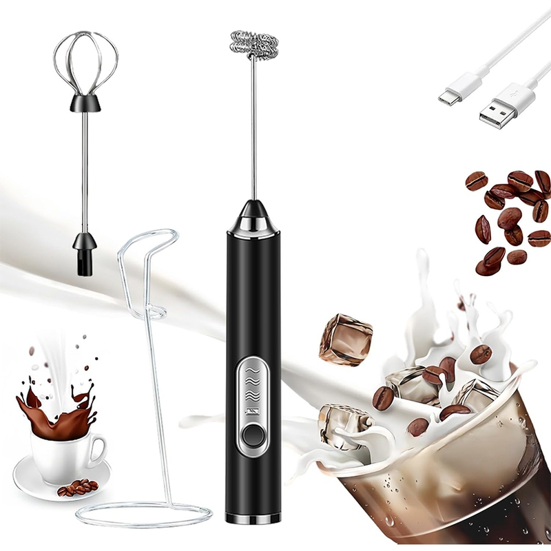 2 em 1 Mini Mixer de Bebidas Portátil Batedor Misturador Recarregável para Bebidas Leite Café Clara