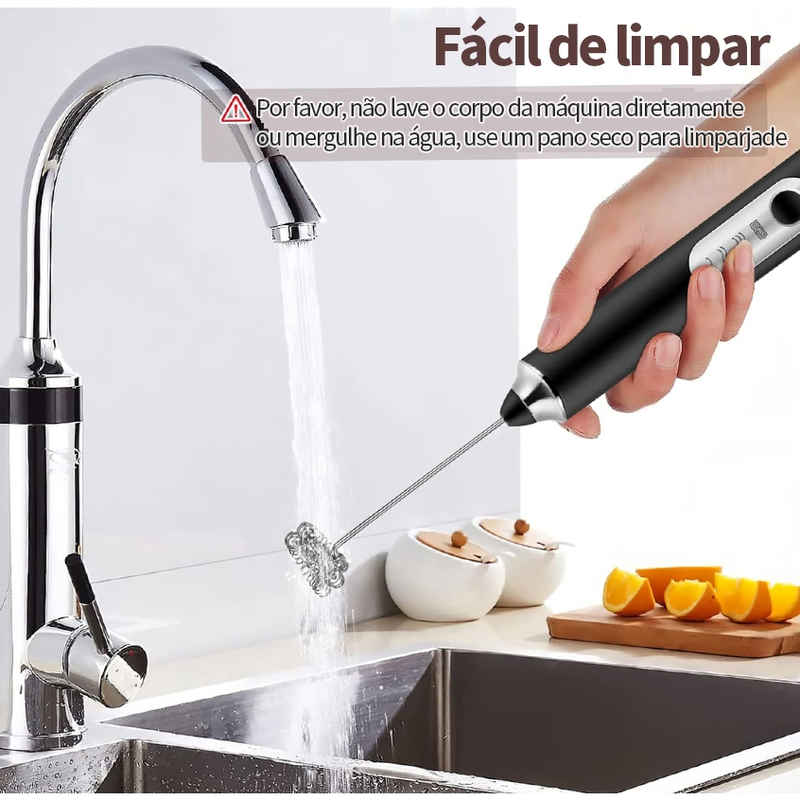 2 em 1 Mini Mixer de Bebidas Portátil Batedor Misturador Recarregável para Bebidas Leite Café Clara