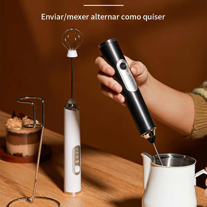 2 em 1 Mini Mixer de Bebidas Portátil Batedor Misturador Recarregável para Bebidas Leite Café Clara