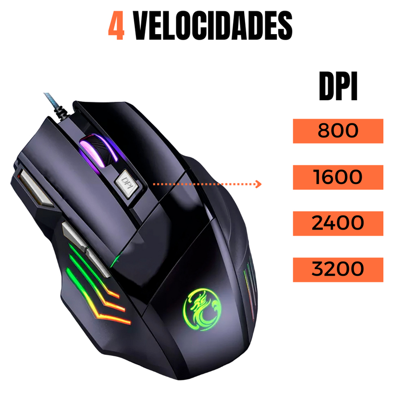 Kit Gamer Teclado Semi-mecânico + Mouse Gamer RGB Dpi + Mouse Pad Computador Notebook e Vídeogame