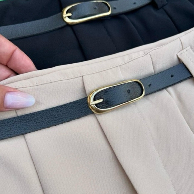 short feminino alfaiataria com cinto social cintura alta com bolso tendência lançamento 2025