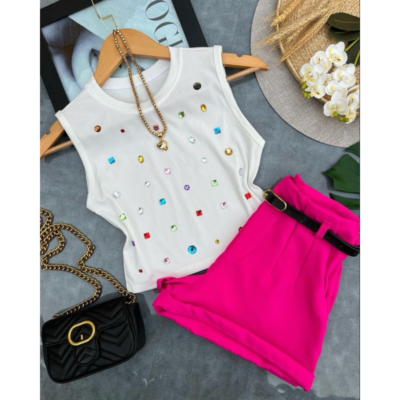 short feminino alfaiataria com cinto social cintura alta com bolso tendência lançamento 2025