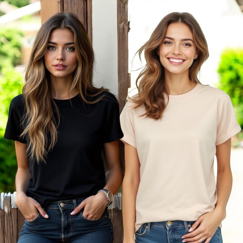 Kit 6 Camisa Feminina Básica Baby Look T-Shirt 100% Algodão