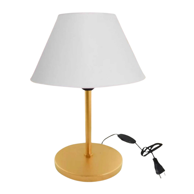 Abajur Luminária De Mesa Escritório Criado Quarto Com Cúpula Dourado
