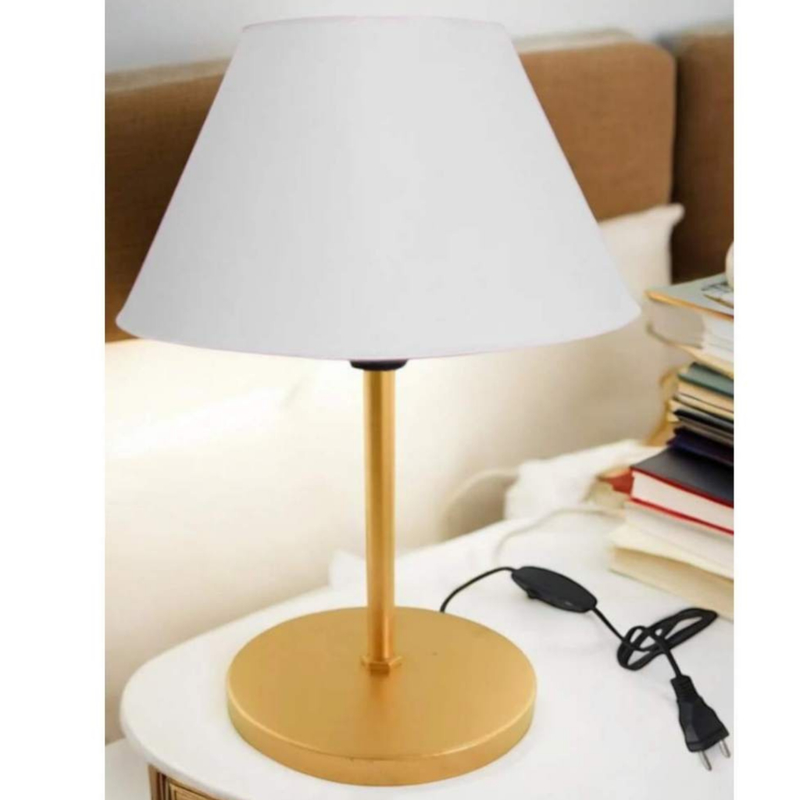 Abajur Luminária De Mesa Escritório Criado Quarto Com Cúpula Dourado