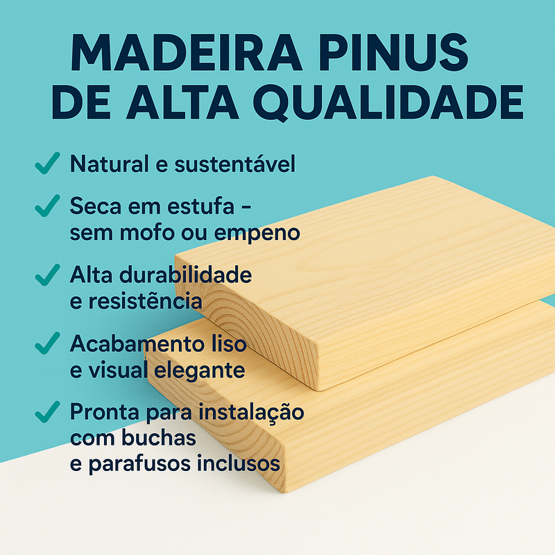 Kit 3 Prateleiras de Madeira Nicho Suporte Plantas Rustico mdf