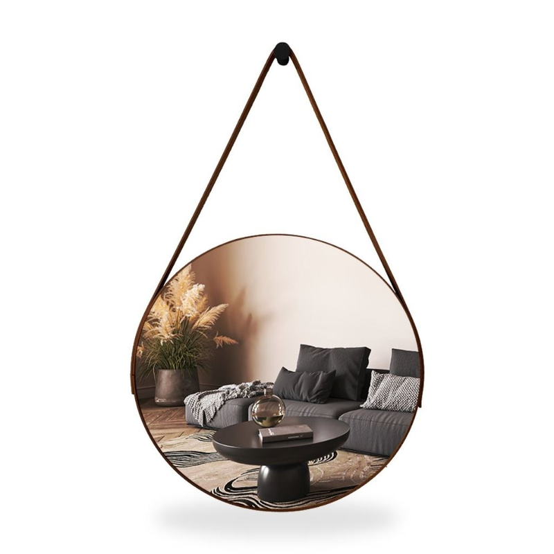 Espelho Redondo Decorativo Adnet Alça 60cm e 50cm Sala Quarto Banheiro de Parede