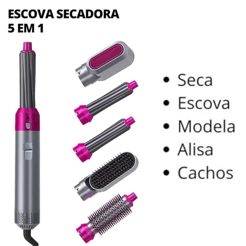 Escova Secador de Cabelo 5 em 1 Multifuncional