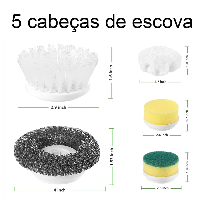 Kit escova Eletrica de Limpeza 5 em 1 Sem Fio Limpador Multiuso