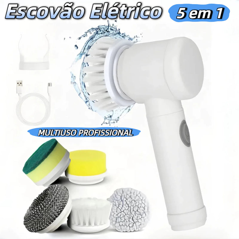 Kit escova Eletrica de Limpeza 5 em 1 Sem Fio Limpador Multiuso