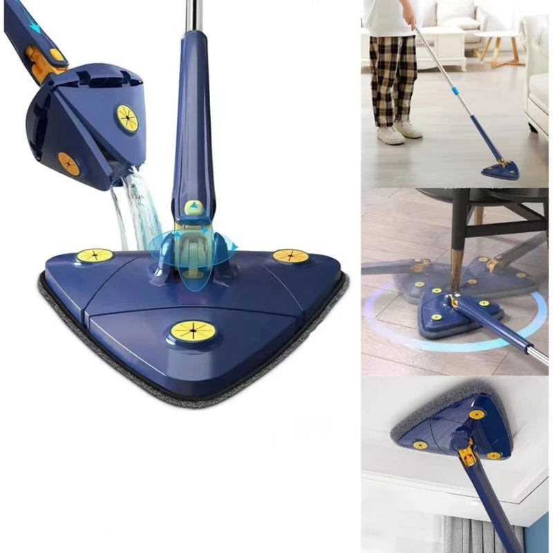 Esfregao Branco  com 4 pano Triangulo Mop De Limpeza AjustavelGiratoria 360°