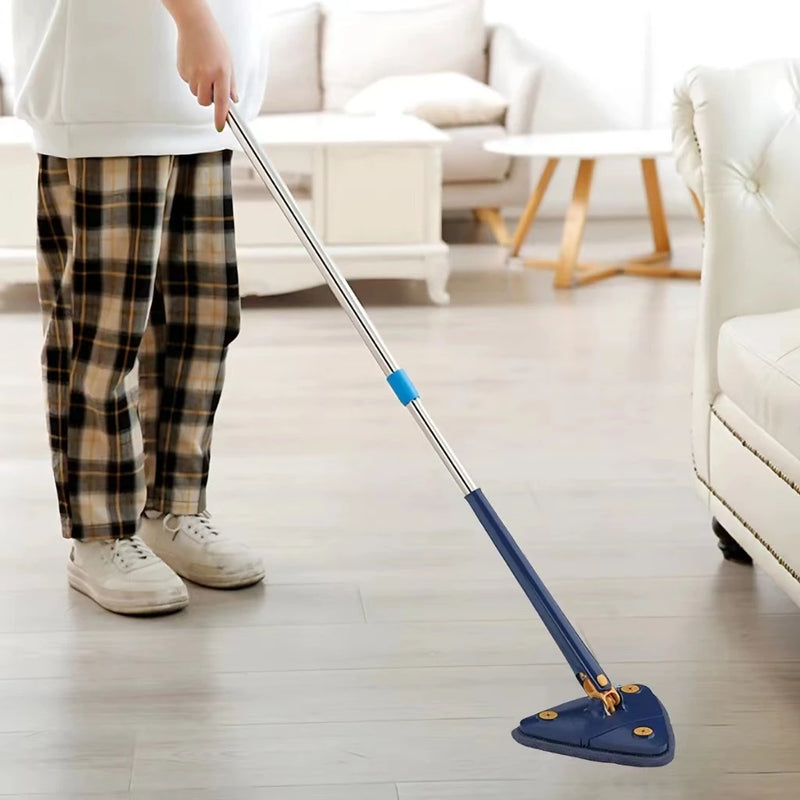 Esfregao Branco  com 4 pano Triangulo Mop De Limpeza AjustavelGiratoria 360°