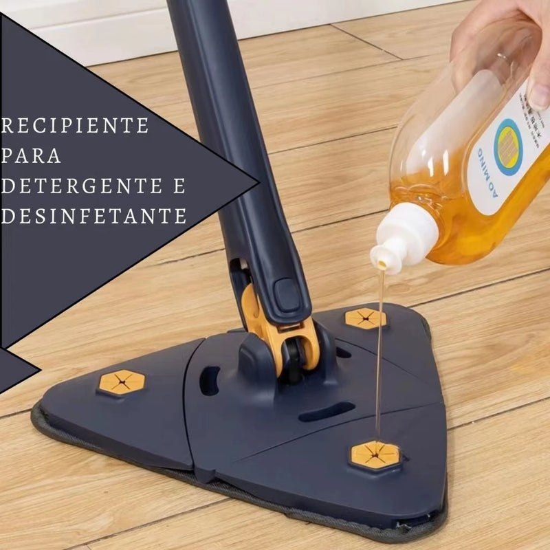 Esfregao Branco  com 4 pano Triangulo Mop De Limpeza AjustavelGiratoria 360°