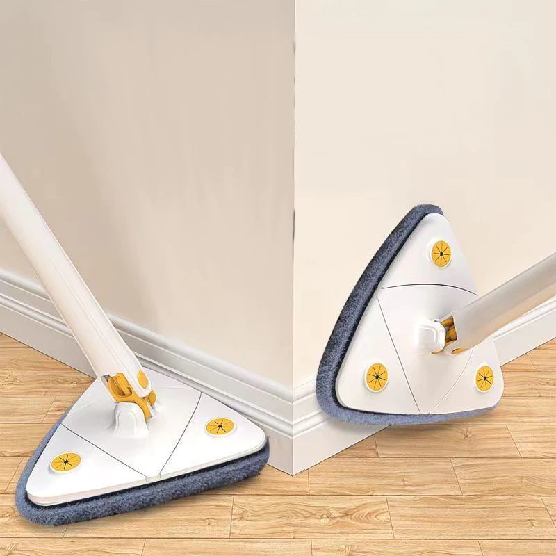 Esfregao Branco  com 4 pano Triangulo Mop De Limpeza AjustavelGiratoria 360°