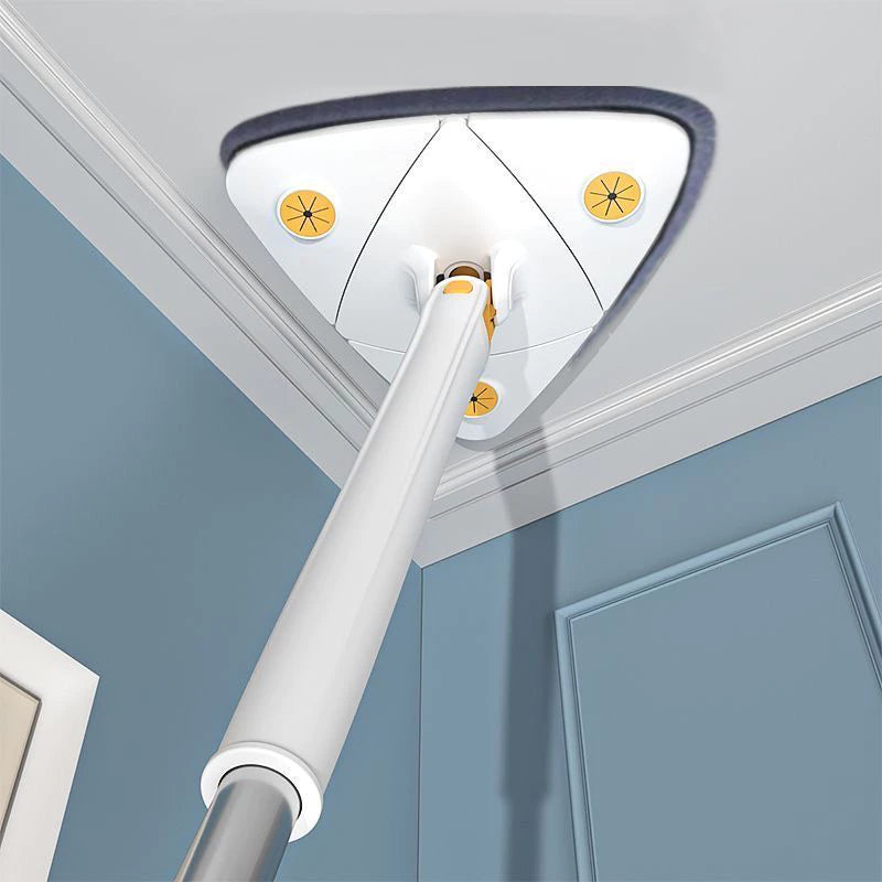 Esfregao Branco  com 4 pano Triangulo Mop De Limpeza AjustavelGiratoria 360°
