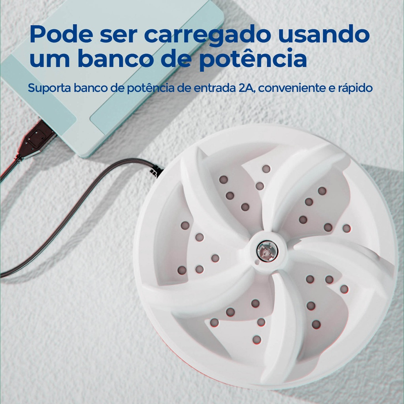 Mini Máquina de Lavar Roupas Panos Toalhas no Balde Portátil Ultrassônica Lavanderia USB Lava Louças Branco com USB