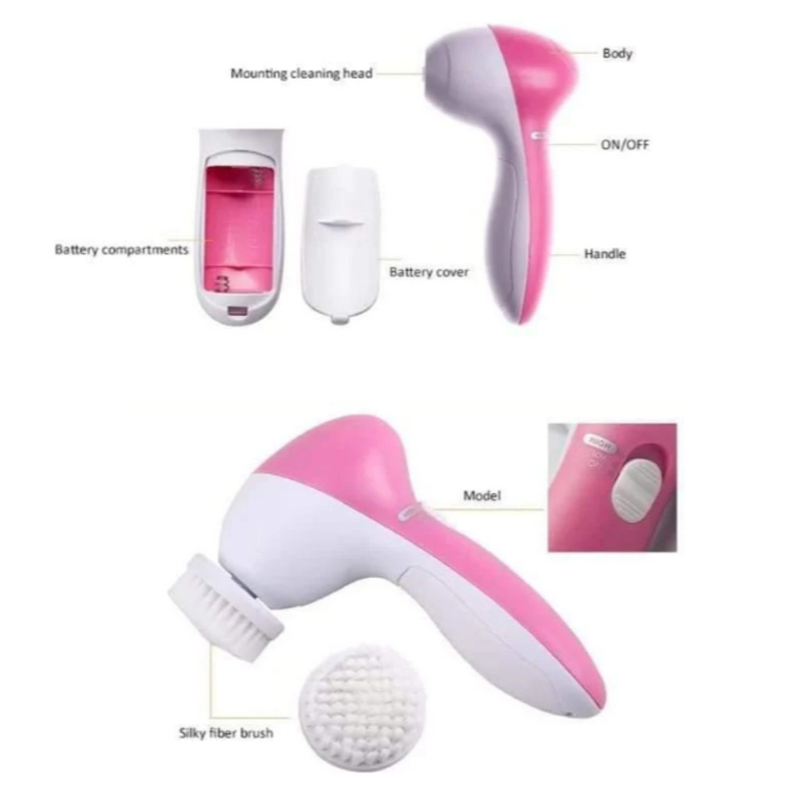 ANA1108 Escova Facial Elétrica Esfoliante Massageadora 5/1 Portátil PRONTA ENTREGA