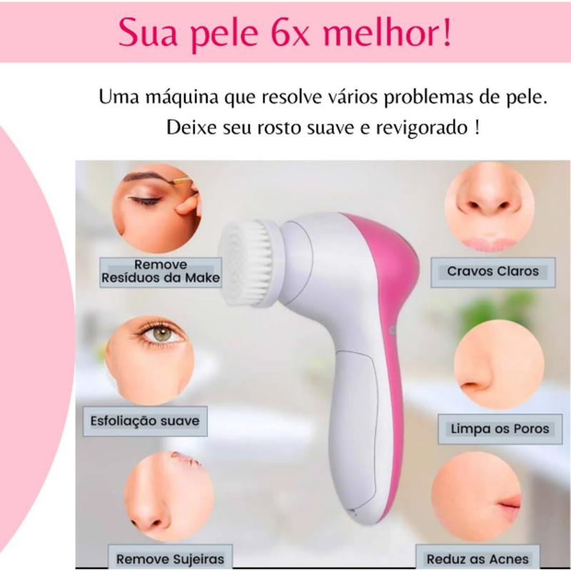ANA1108 Escova Facial Elétrica Esfoliante Massageadora 5/1 Portátil PRONTA ENTREGA