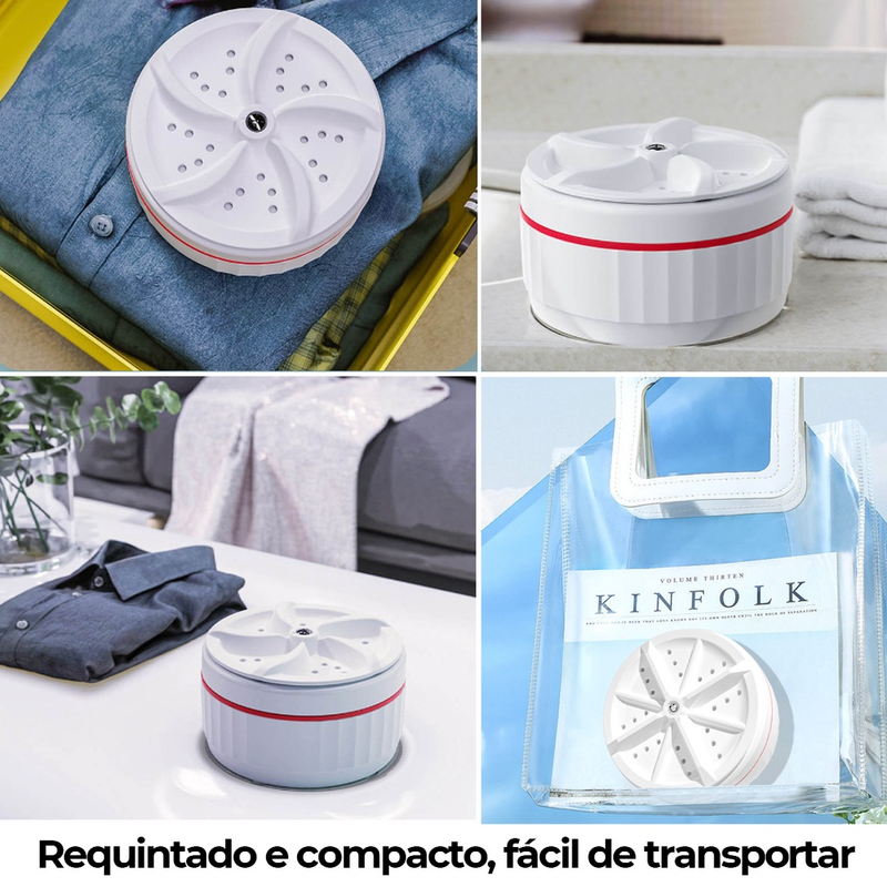Mini Máquina de Lavar Roupas Panos Toalhas no Balde Portátil Ultrassônica Lavanderia USB Lava Louças Branco com USB