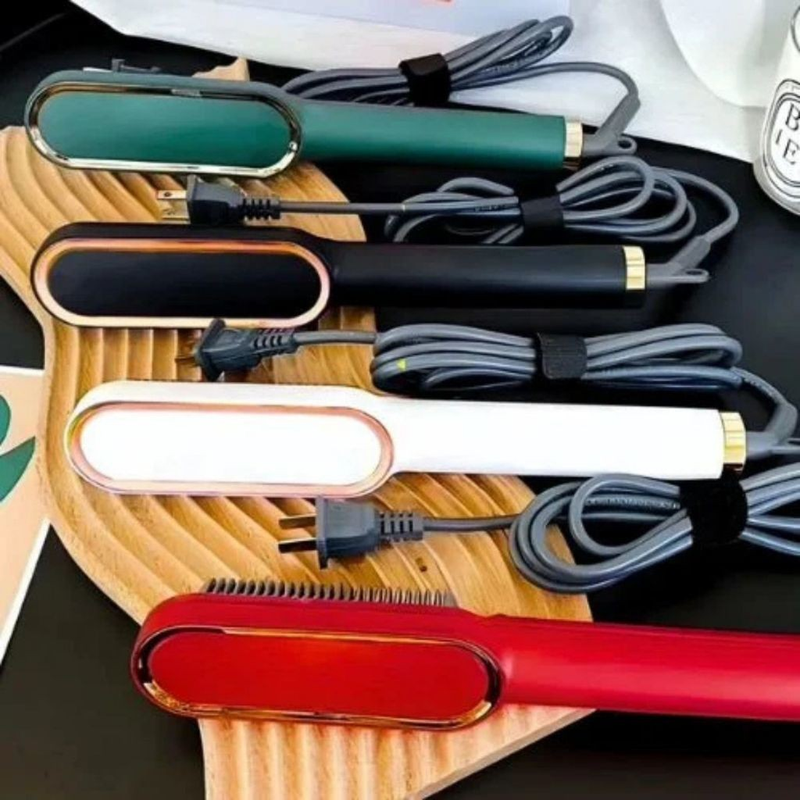 Escova Alisadora Bivolt 5 em 1 - Alisa, Hidrata, Modela, Alinha e Anti-Frizz