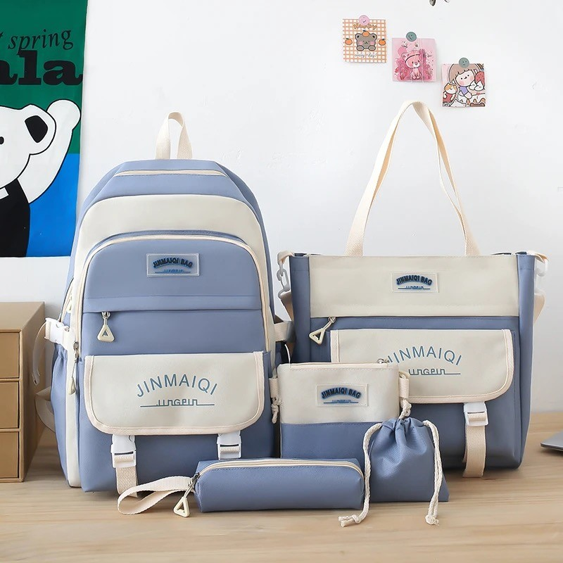 Kit 5 Bolsa Mochila Femina De Nylon adequado Para Escola Multiuso
