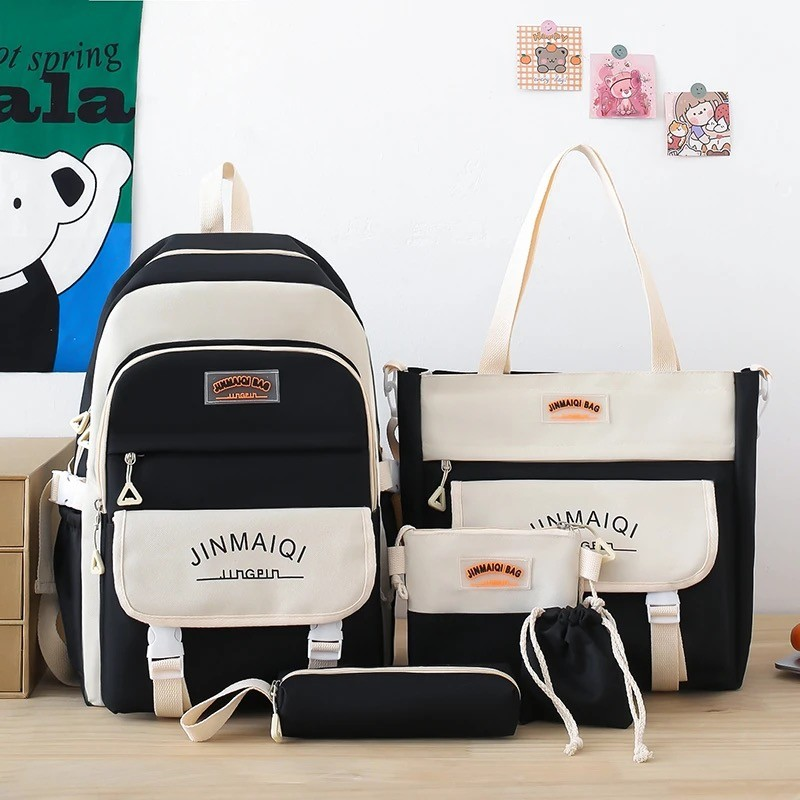 Kit 5 Bolsa Mochila Femina De Nylon adequado Para Escola Multiuso